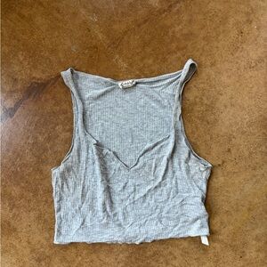 Free People Light Gray Ribbed Tank Top